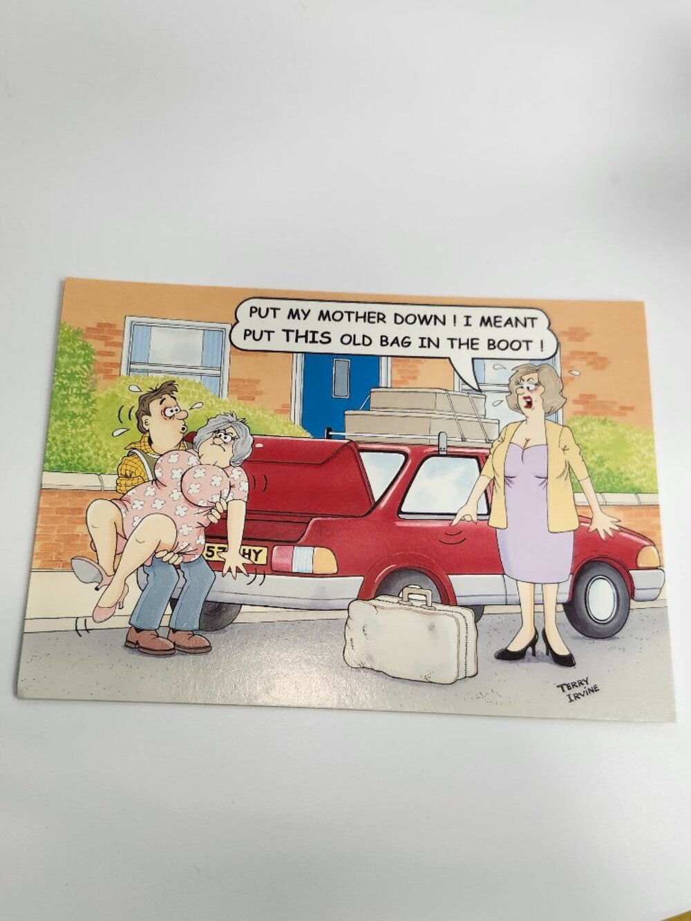 VINTAGE Terry Irvine POST CARD Funny Comedic Mother In Law Humor Wedding Gift